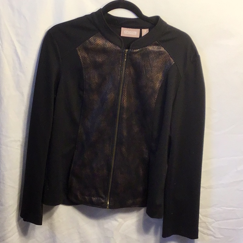 Women’s Chico Size 2 Black Front Zippered Jacket